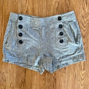 Express High Waist Button Up Gray Linen Shorts